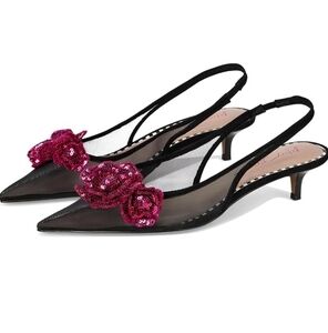 Betsey JohnsonAurorra Mesh 3D Flower Embellished Slingback Pumps